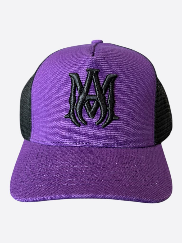 Amiri Purple & Black Ma Logo Trucker Hat